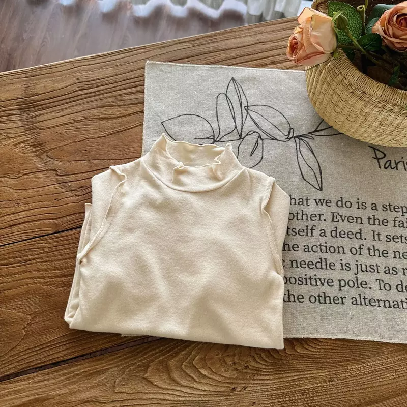 Autunno nuovi bambini magliette a maniche lunghe neonate Solid Casual Pullover bambini Versatile colletto in pizzo fondo camicia top