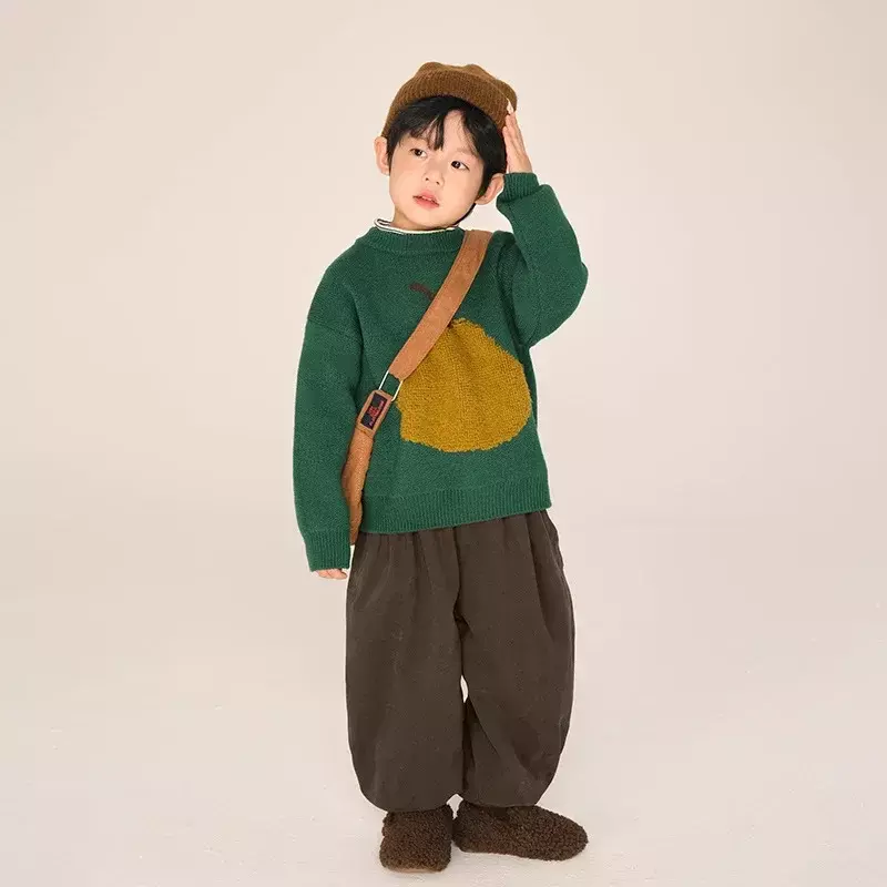 Boys Sweater Winter 2023 New Children Autumn Winter Thickened Sweater for Middle and Small Children Baby Pullover Bottom