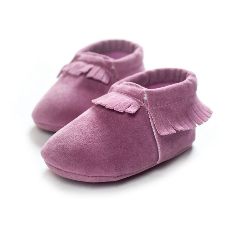 Zapatos para bebé recién nacido, calzado de cuero de gamuza PU, suela suave antideslizante, con flecos, primeros pasos