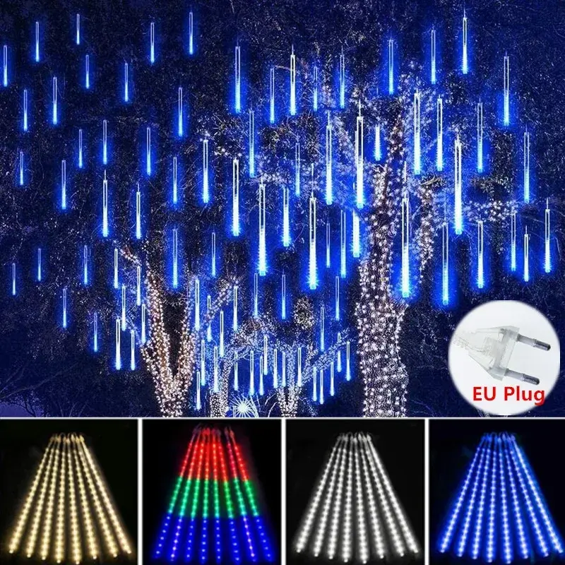 Christmas Lights Decoation Outdoor Meteor Shower Garland 8/10 Tubes Led Hanging String Lights for Garden Tree Holiday Party Lamp