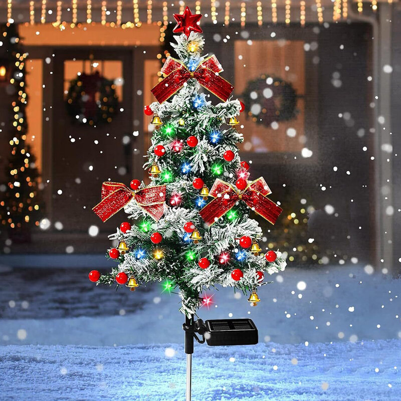 태양 크리스마스 트리 장식 야외 조명, 2 가지 모드 잔디 램프, 새해 통로 파티오 정원 말뚝 조명, 1 개, 2 개