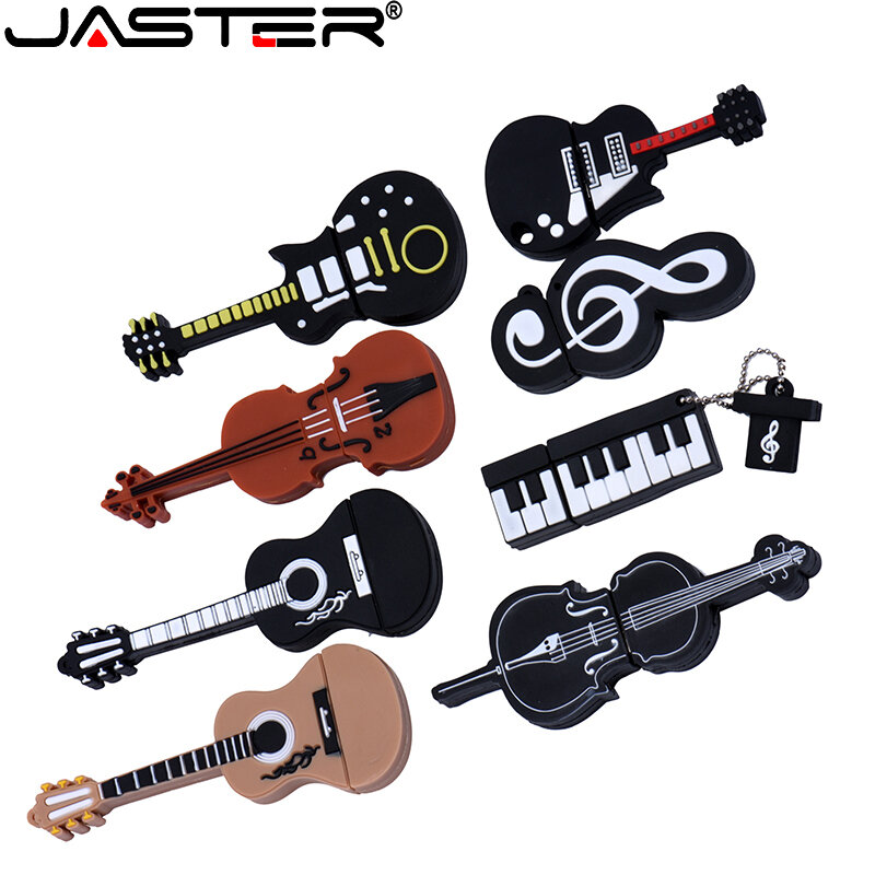 Plastic Cartoon Music USB Flash Drive 64GB Guitar Pen Drives 32GB Violin Memory Stick 16GB Volume Sales Wholesale Pendrive 8GB