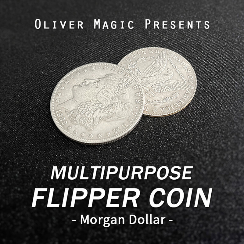 Moneda volteadora multiusos (dólar Morgan) de Oliver Magic Tricks, moneda magnética o de gravedad, primer plano, accesorios de Gimmicks