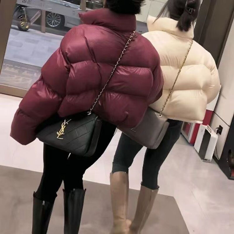 두꺼운 따뜻한 여성 파카, 루즈 크롭 퍼피 코트, 한국 슬림 심플 반바지 재킷, 스트리트웨어, 블랙 여성 아우터 패션, 겨울