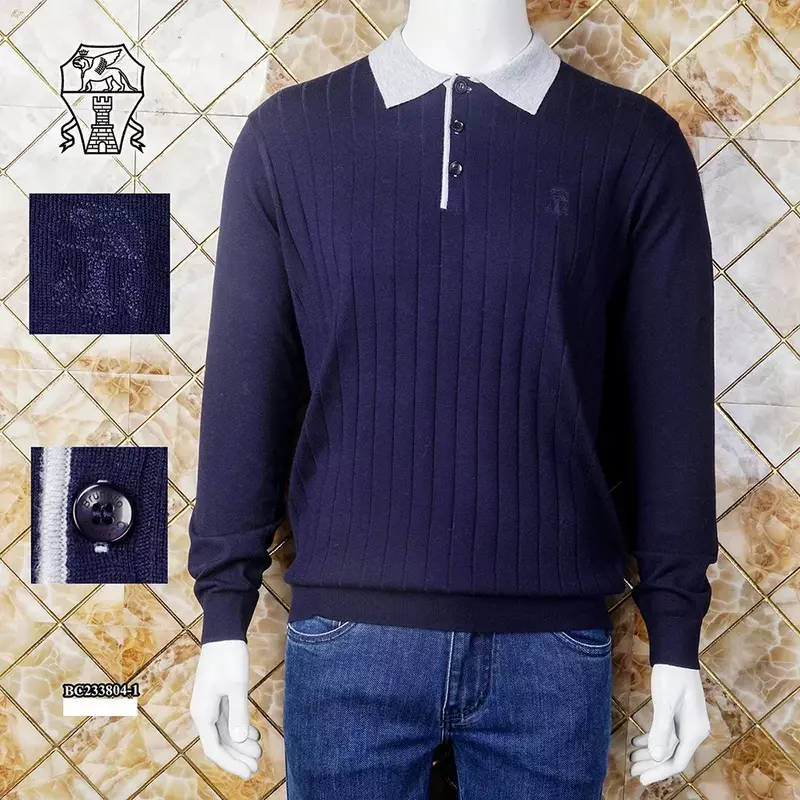 Suéter de cachemira BLSK CPRT para hombre, bordado informal, cálido, de alta calidad, talla grande, M-4XL, otoño e invierno, 2024