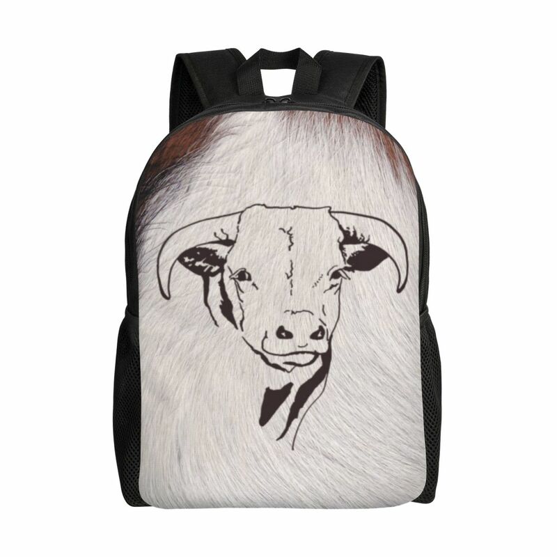 Tas punggung pola bulu sapi kotak-kotak untuk anak perempuan laki-laki tas perjalanan sekolah kuliah tekstur kulit hewan tas buku cocok untuk Laptop