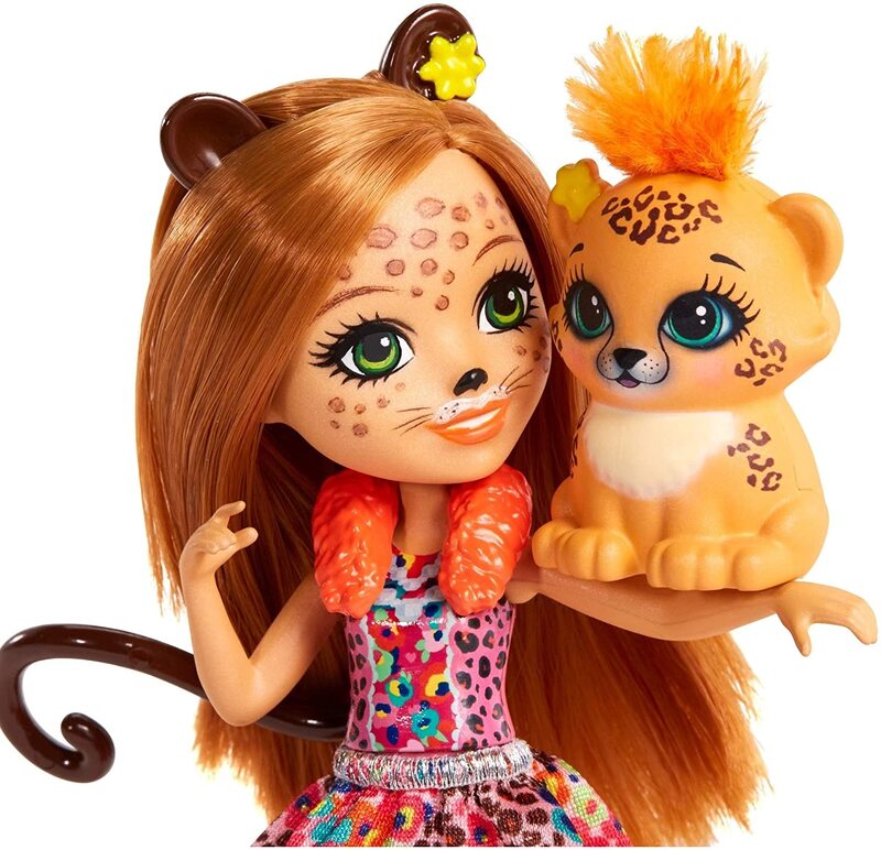Enchentimals Geparmädchen Menghargai Cheetah Puppe WINSLEY Boneka Serigala & Boneka Figur Polisi Mainan Kit Anak Perempuan Hadiah Ulang Tahun