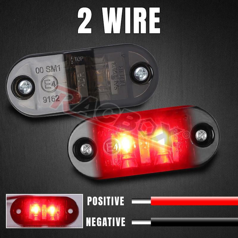 ไฟ LED ติดด้านข้าง10ชิ้นโคมไฟท้ายกันน้ำ2ดวง12V 24V สำหรับรถบรรทุกรถพ่วงรถกึ่งพ่วงสีเหลืองแดงขาว