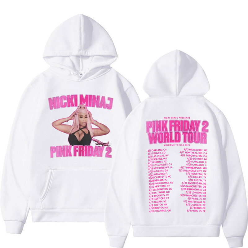 Rapper Nicki Minaj Album Pink Friday 2 World Tour Print Hoodies Fashion Hip Hop Rap Sweatshirts Unisex Y2k Aesthetics Pullovers