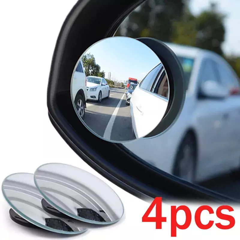 Car Blind Spot Rear View Mirror Wide Angle Adjustable Small Round Mirror 360° Rotation Reverse Auxiliary Rearview Convex Mirror