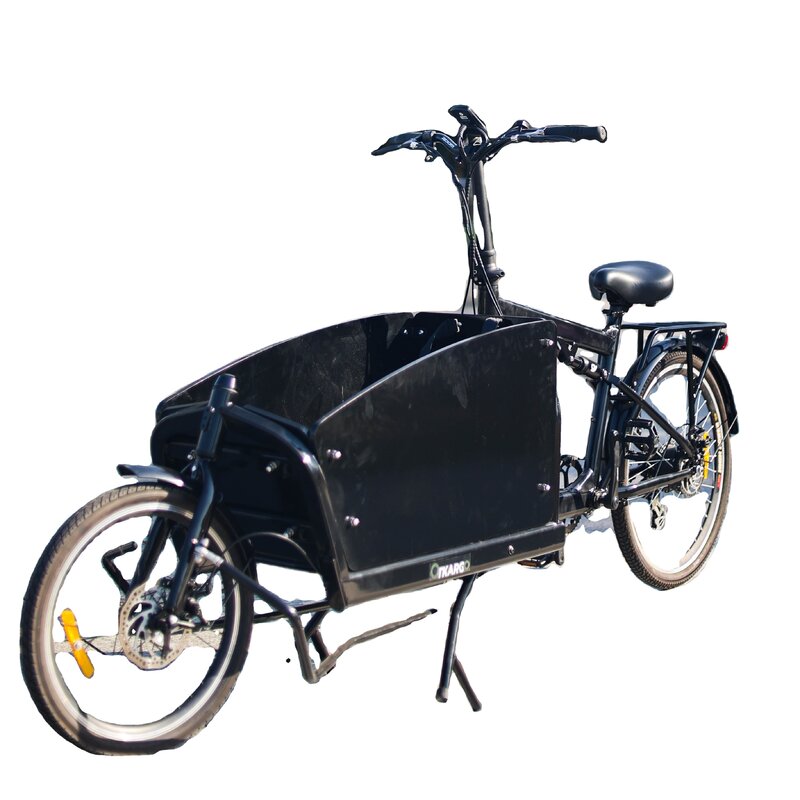 จักรยานไฟฟ้าสำหรับครอบครัวขนส่งทางสินค้าสีดำ25กม./ชม. ใช้งานสะดวก