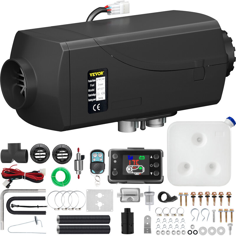 VEVOR-Diesel Air Heater with LCD Switch, Aquecedor de Estacionamento, Silenciador para RV, Motorhome, Reboque, Caminhões, Barcos, 5kW, 12V