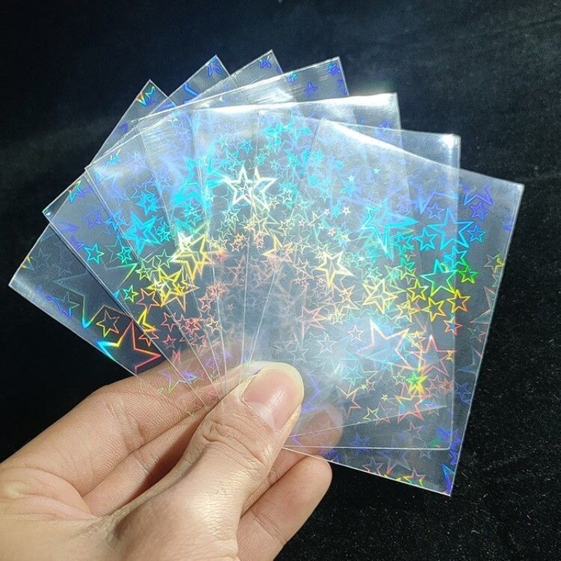 50PCS 58x87mm Laser stars hearts rainbow Butterfly fireworks Game Idol Card Protector Holographic Clear Card Film Sleeves Cover