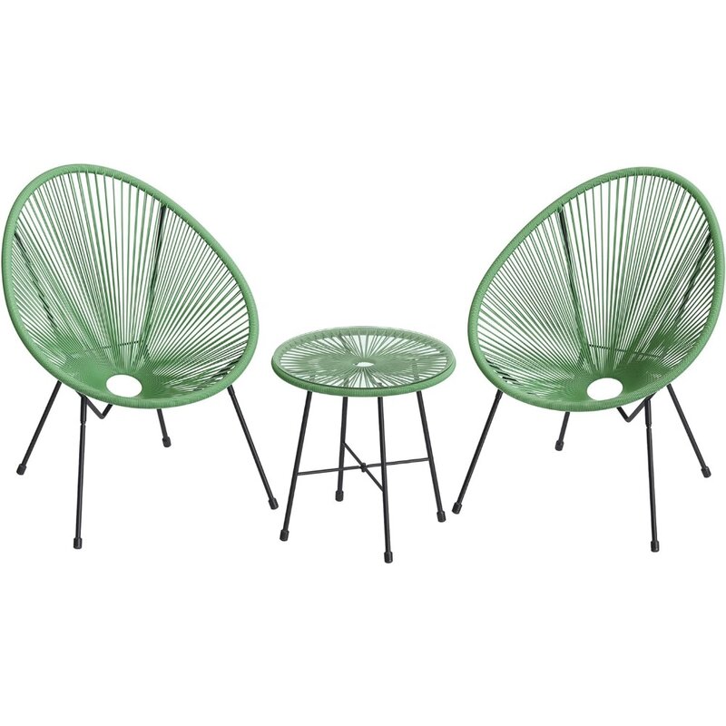 Juego de asientos de 3 piezas, muebles de Patio modernos, mesa superior de cristal y 2 sillas para interiores y exteriores, conversación Bistro
