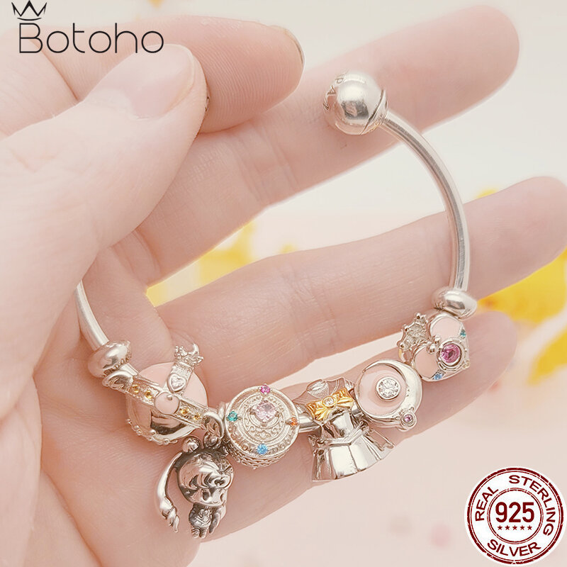Anime Sailor Suit Charm 925 Sterling Silver Beads si adatta al braccialetto originale creazione di gioielli Fans Collection Gift