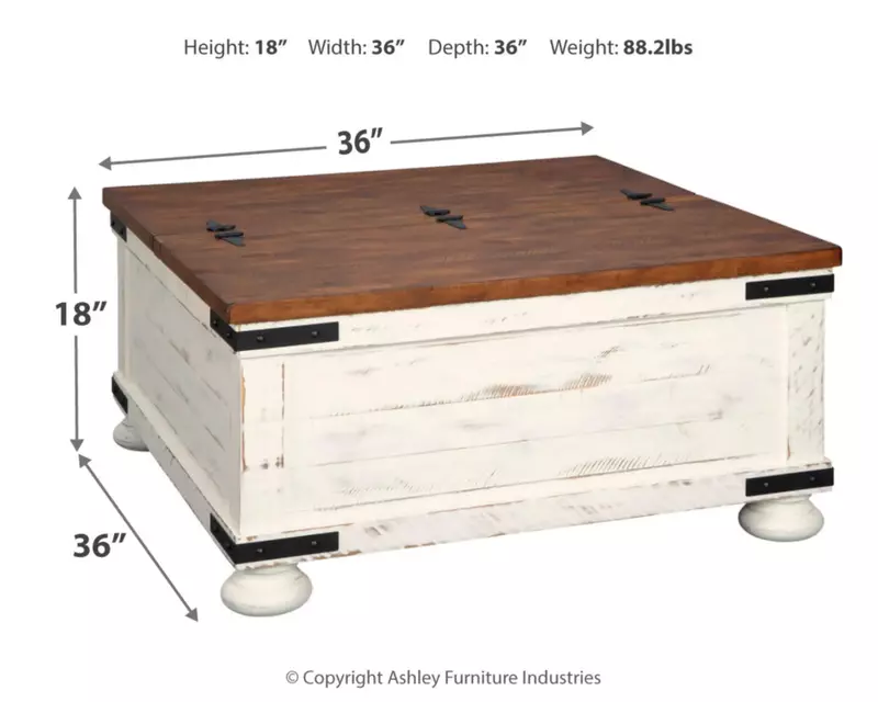Ashley Wystfield Bauernhaus quadratischen Speicher Couch tisch, Signatur Design