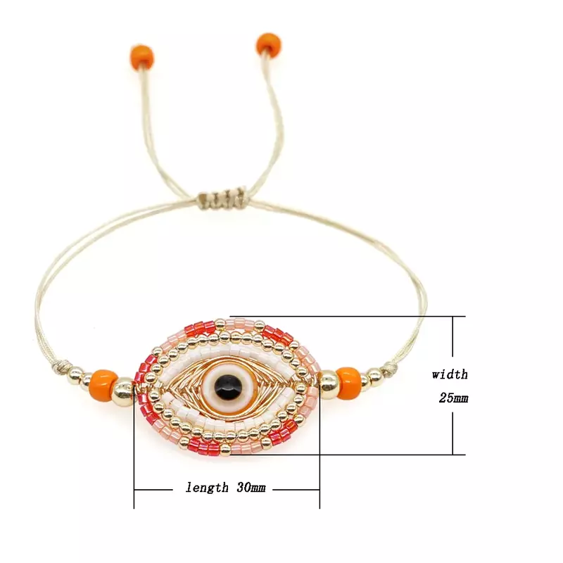 Bracelet perlé personnalisé œil du diable, créatif, Vintage, tendance, minimaliste, tricot à la main, ajustable, bohème, perle de riz