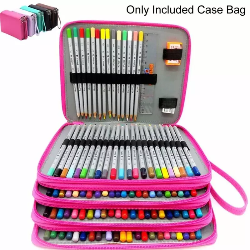 Bolsa de lápices de cuero PU de gran capacidad, portalápices de colores 184, estuches de lápices con ranura portátil para regalos y suministros para estudiantes