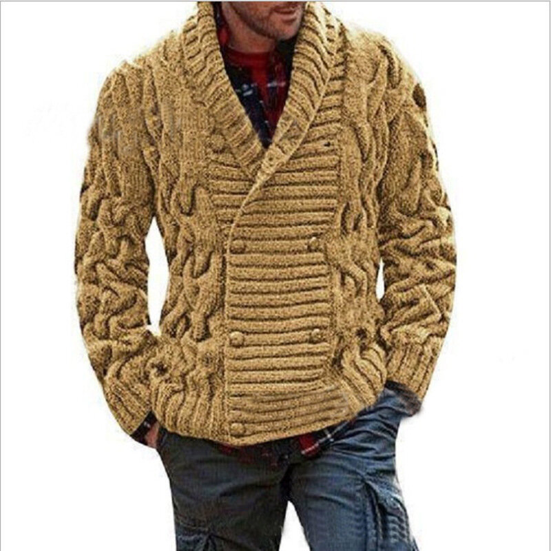 남성용 가디건 스웨터, V넥 따뜻한 뜨개질 스웨터, 남성 캐주얼 슬림핏 점퍼 의류, 남성 재킷 코트, 겨울 가을