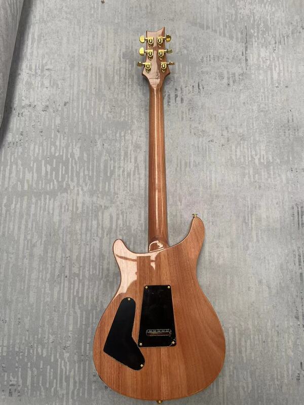 P R$ gitar elektrik logo buatan Tiongkok, papan jari kayu hitam, tatahan cangkang asli, badan mahoni, gratis pengiriman, stok