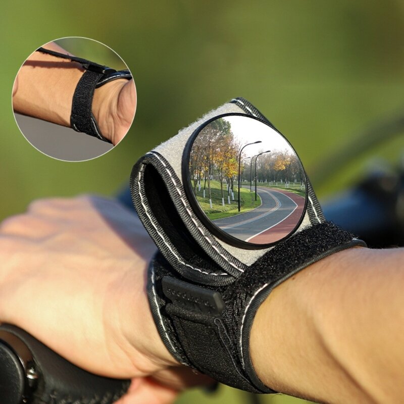 Regulowana 360-stopniowa opaska na nadgarstek lusterkiem rowerowym. Zużycie szklanego ramienia tyłu