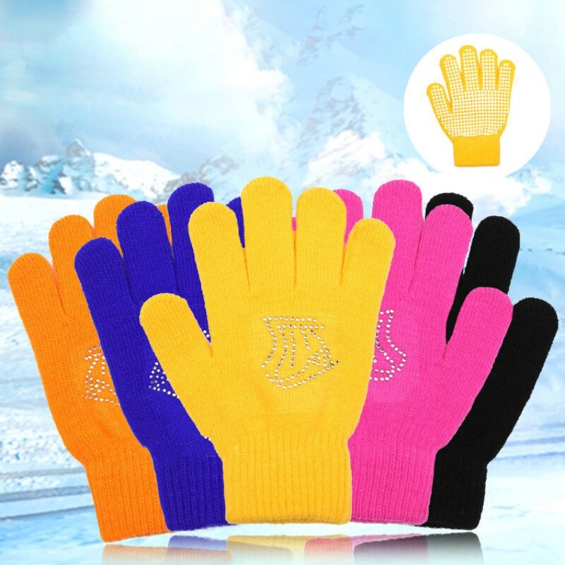 Guantes de goma antideslizantes para niños y niñas, guantes elásticos cálidos de invierno para deportes, esquí, ciclismo y pesca, 1 par