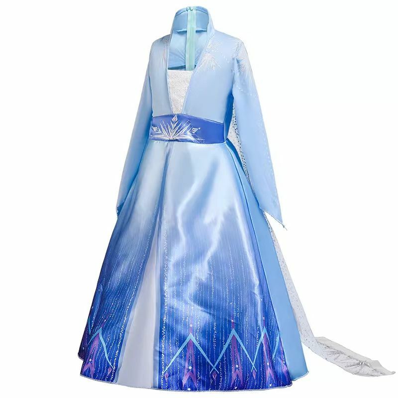 DISNEY Princess Party Fantasy Frozen1&2 Anna Queen Elsa Dress for Girl Birthday Role Play Vestidos Children Halloween Costume
