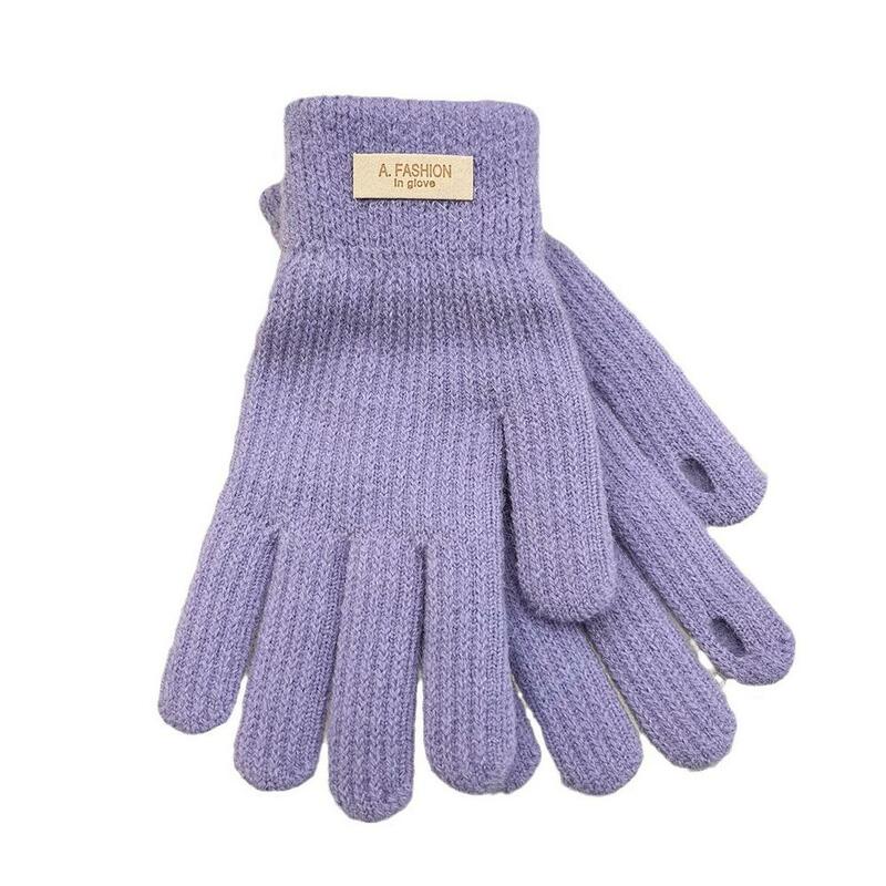 Modne rękawiczki do ekranu dotykowego dzianinowe ciepłe rękawiczki damskie zimowe ciepłe rękawiczki jeździeckie solidne puszyste rękawice robocze Harajuku