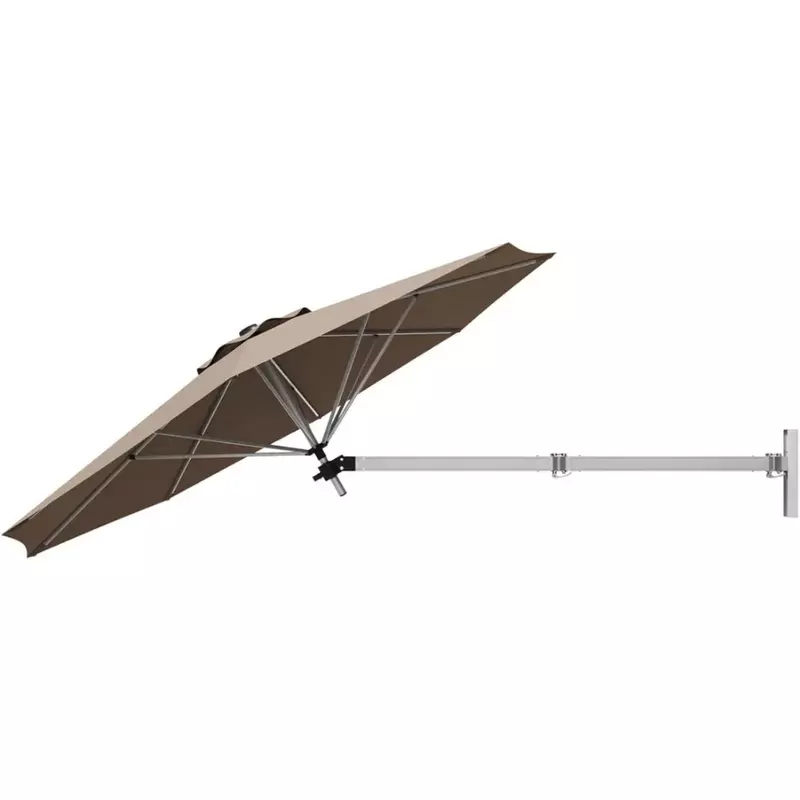 壁に取り付けられたパティオ傘、調節可能なポール付きの屋外サンシェード傘、防風