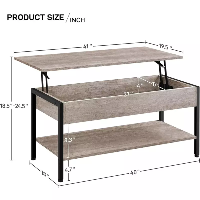 Coffee Table Set for 3, 41 in Coffees Tables for Living Room, Lift Up Center Tables W/Hidden Storage Compartments, Coffee Table