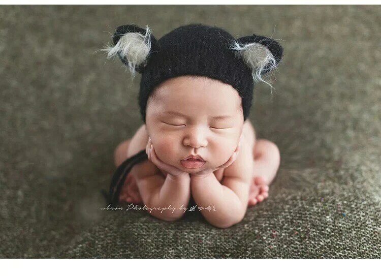 新生児写真毛布,写真撮影アクセサリーセット,スタジオフレーム,0〜3か月の赤ちゃんのための柔らかいアライグマ