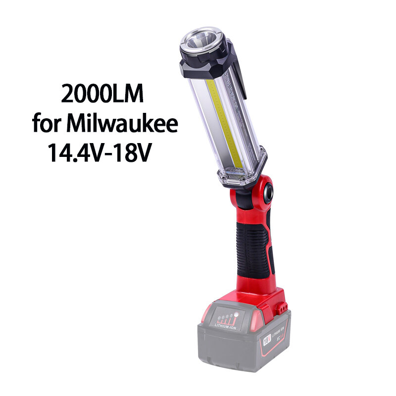 Luz LED de trabajo para Milwaukee, linterna portátil con batería de litio de 14,4 V-18V, 2000LM Max, USB, nueva