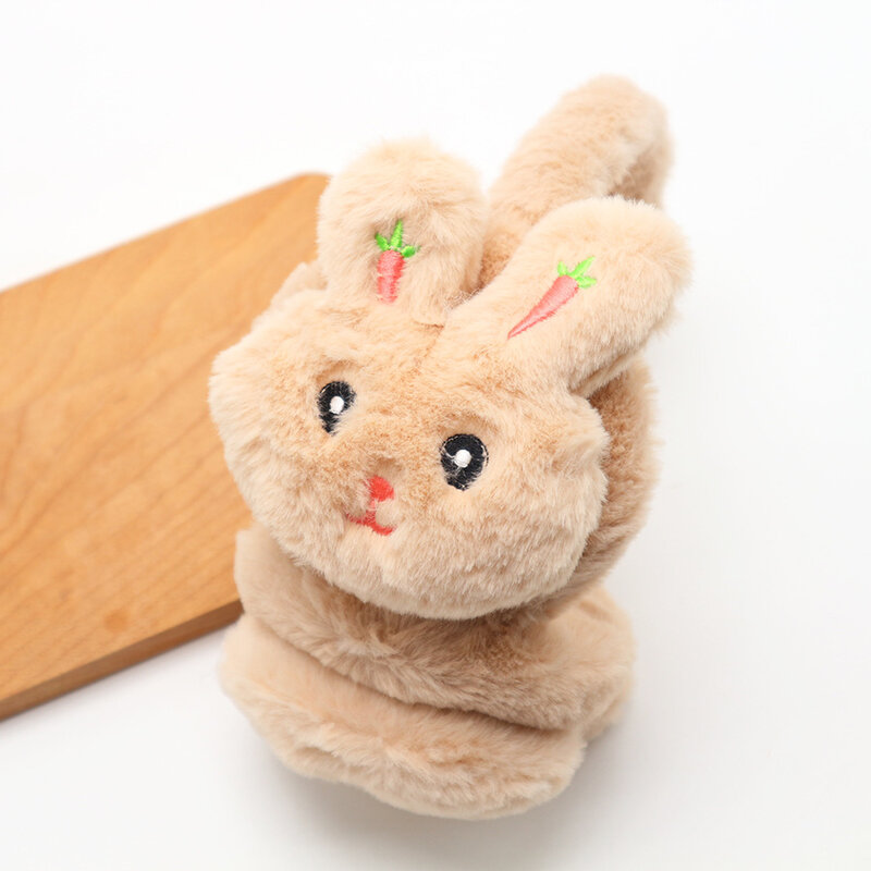 Cartoon Rabbit Ear Earmuffs para crianças, capa macia de pelúcia, regalos quentes para meninas, proteção de ouvido quente, mulheres e crianças, inverno
