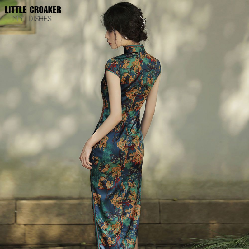 Женское модифицированное платье Ципао, новое китайское платье для молодых девушек, Элегантное Длинное платье в китайском ретро-стиле для подиума, 2023