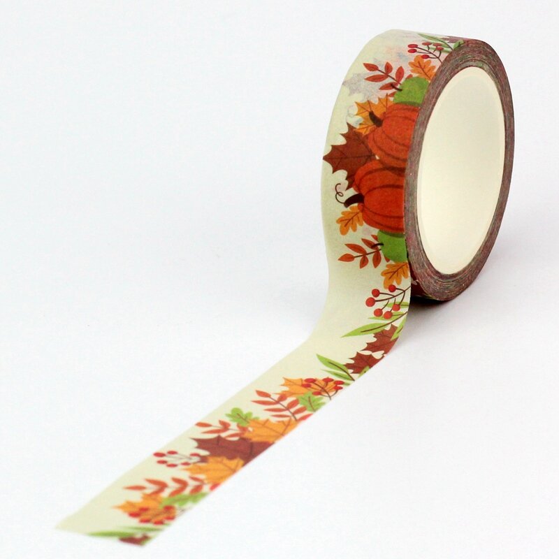 NEW 1X 10M Decoative Pumpkin and Brown Leaves Autumn Washi Tape for Scrapbooking Planner Masking Tape Kawaii Papeleria
