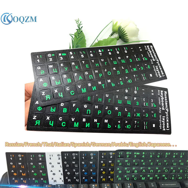 Universal PVC Self-adhesive Keyboard Sticker Layout Durable Alphabet Black Background White Letters Sticker For Laptop