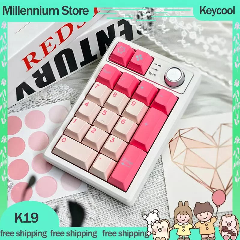 Keycool K19 tastiera 3 modalità 2.4G tastiere Wireless Bluetooth PBT 19 tasti personalizzazione numero Pad per Pc accessori per Computer regali
