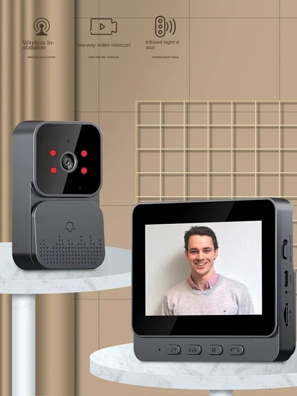 M10 Low consumption remote intercom 4.3-inch Peephole Door Viewer Doorbell Camera 120° large screen Wireless  smart doorbell