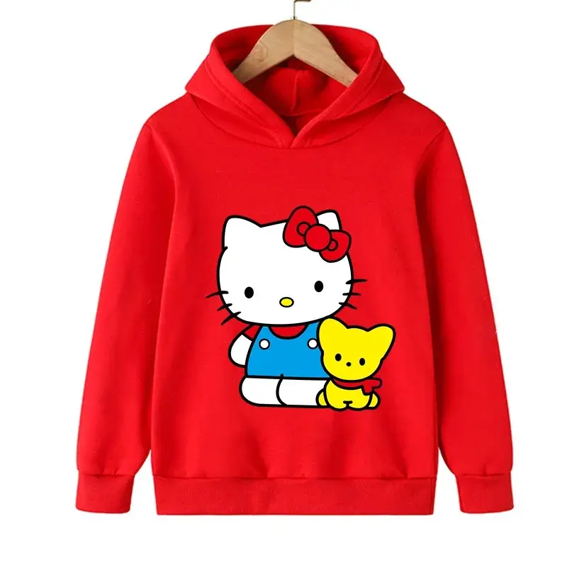 2024 Hello Kitty Sanrio Kawaii Anime Children Costume Spring Baby Hoodie Kids Clothes Funny Haruno Sakura Hoodies