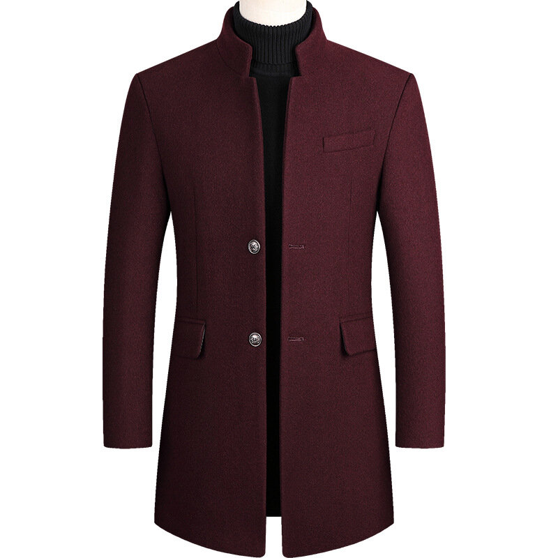 Casaco de lã extragrande masculino, quebra-vento longo masculino, casaco grosso quente, casaco de algodão cinza, 3XL, 4XL, outono, inverno