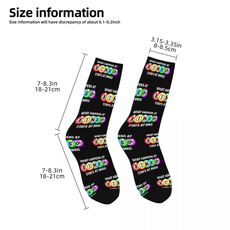 What Happens At Bingo Socks Harajuku Super Soft Stockings All Season Long Socks Accessories for Unisex Birthday Present