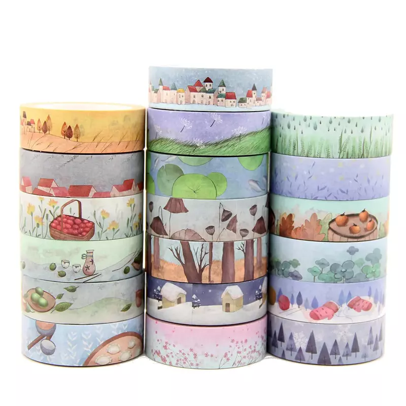 A301~A318 1PC Follows Leaves Trees Snows washi tape 10m Flowers Masking Tapes Decorative Stickers DIY Stationery School Supplies