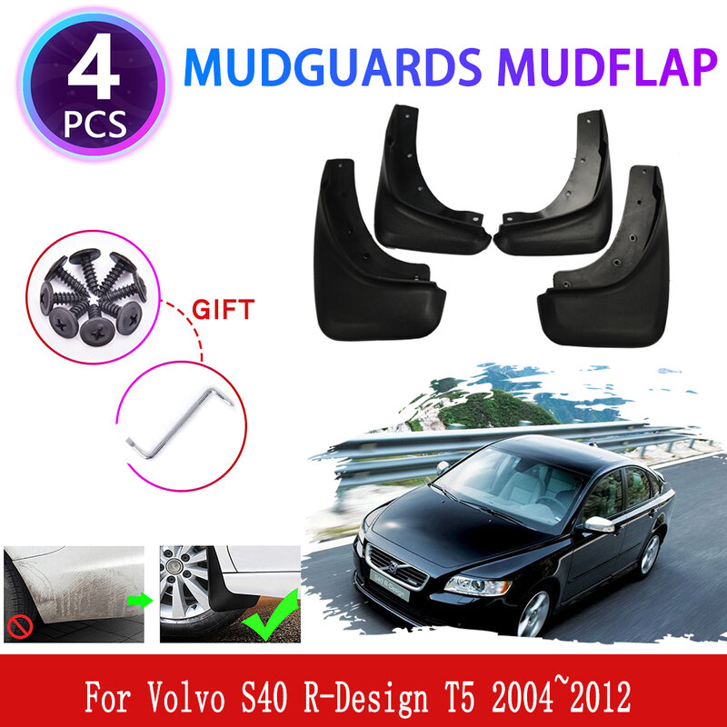 4pcs For Volvo S40 T5 2004~2012 2005 2006 2007 2008 Mudguards Mudflaps Fender Mud Flap Splash Mud Guards Cover Car Accessories