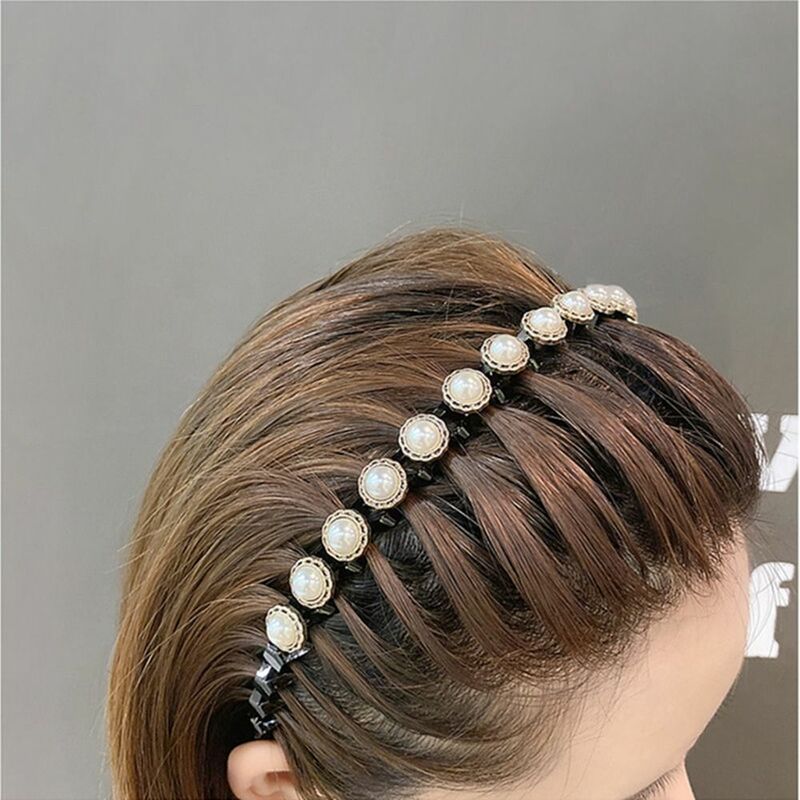 Kryształ górski perła grzywka stałe HeadHoop falowe stylizacja narzędzia do stylizacji złamane włosy artefakt antypoślizgowe przyrząd kosmetyczny kryształowe spinki do włosów
