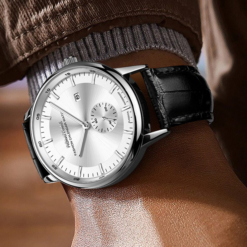 ROMÍTIMO-Relógios masculinos de quartzo, aço inoxidável, impermeável, luxo, simples, tendência esportiva, estilo mecânico, calendário
