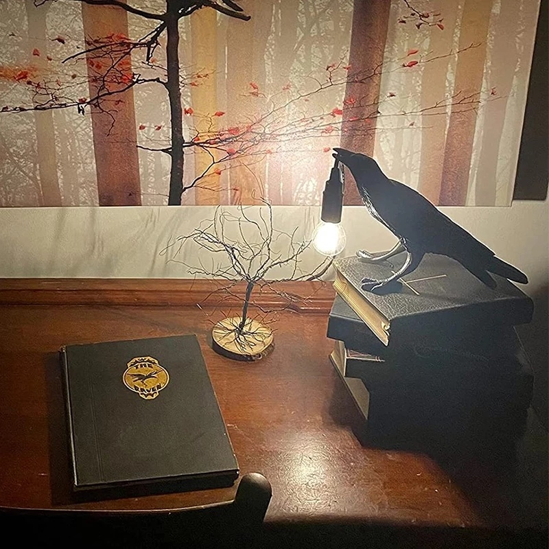Lámpara de pared de resina Lucky Bird Crow, luz de noche para dormitorio, mesita de noche, sala de estar, decoración del hogar