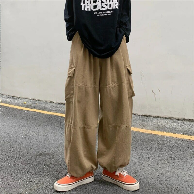 2023 Harajuku Модные осенние винтажные свободные брюки с широкими штанинами мужские шаровары с высокой талией повседневные брюки Bf одежда в стиле хип-хоп H140