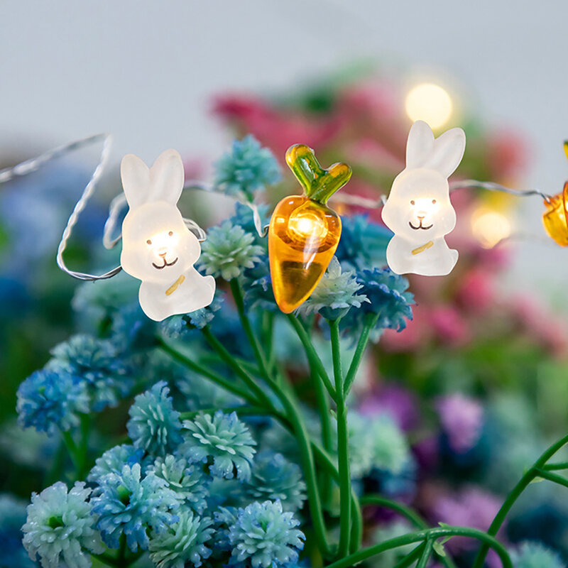 ไฟราวกระต่ายแครอท LED 2ม. ไฟนางฟ้าของขวัญ lampu hias สุขสันต์วันอีสเตอร์สำหรับตกแต่งเทศกาลอีสเตอร์