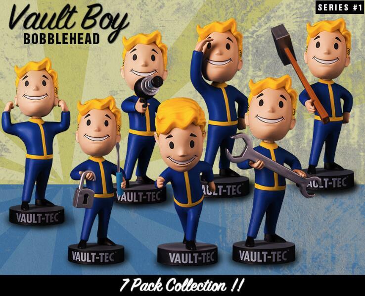 Bobblehead-Cute Vault Boy Figura Brinquedos, Conjunto Completo