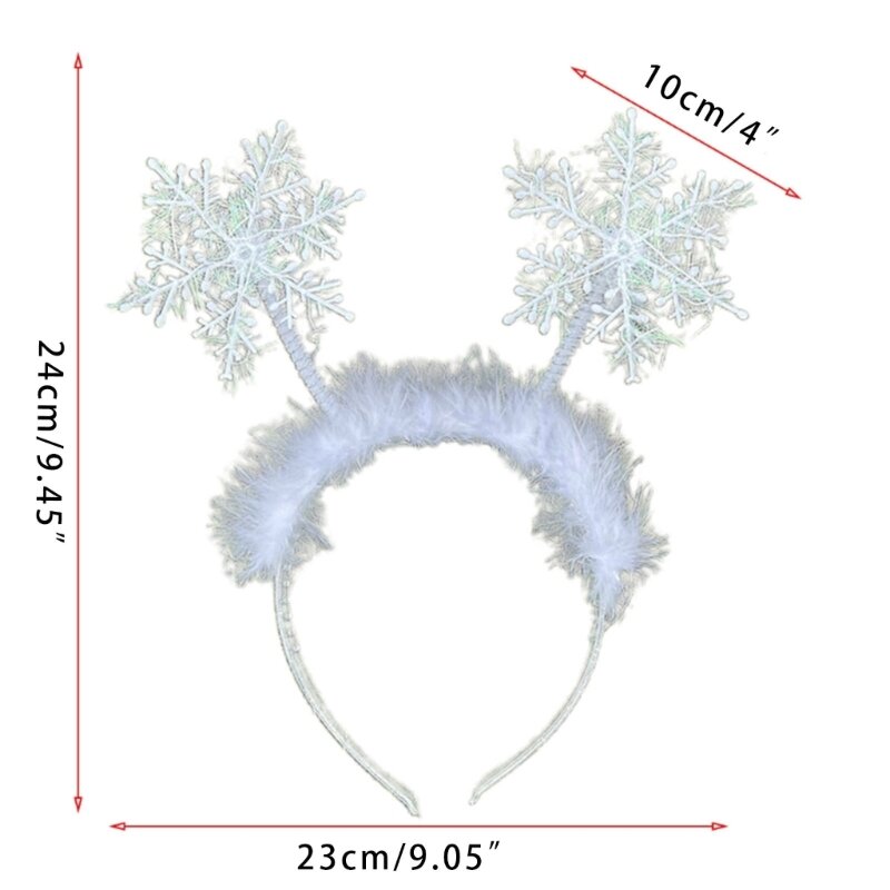 A2ES Xmas Feather Hair Hoop Snowflake Headbands Christmas Party Favors for Creative Photo Props Decoration Holiday Supplies